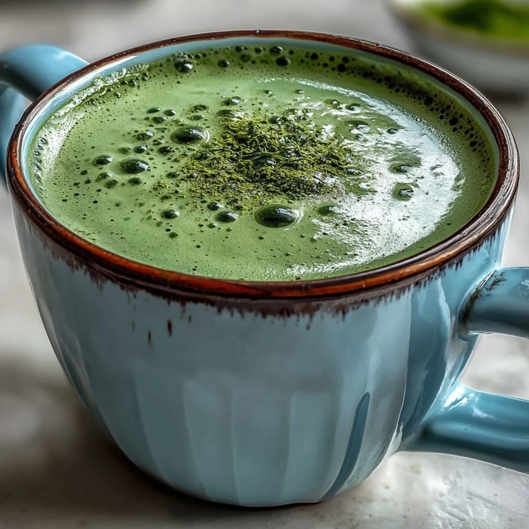 Enjoy this refreshing dairy-free Matcha Oat Milk Latte, dusted with matcha powder.