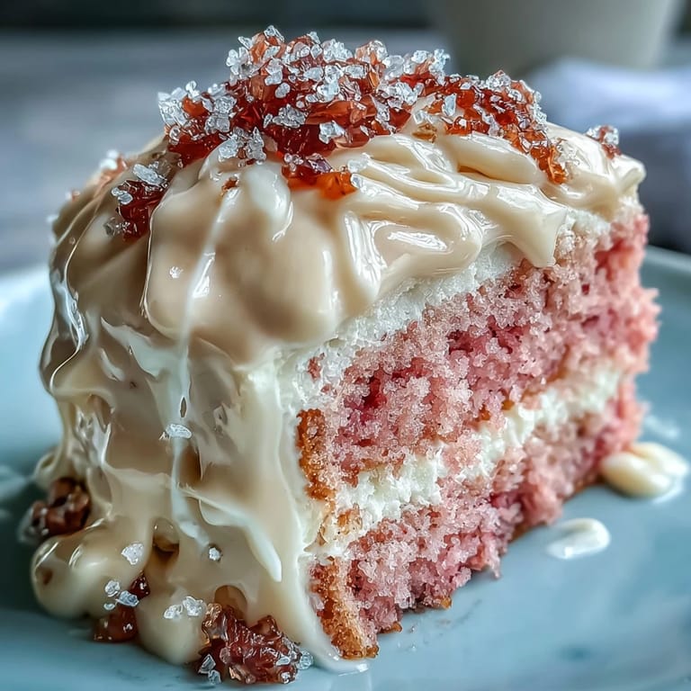 Moist Rosé Velvet Cake with a decadent creamy frosting and shimmering drip.
