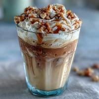 Creamy vanilla bean frappuccino with toasted coconut foam, perfect for a refreshing summer drink.