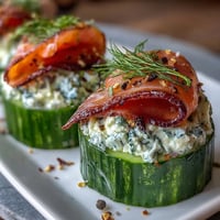 Smoked Salmon Cucumber Bites with creamy herbed cheese and fresh dill, perfect for elegant appetizers.